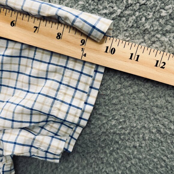 Wrangler Mens Western Shirt 2XL White Blue Plaid Pearl Snap Short Sleeve Pockets - Picture 7 of 8